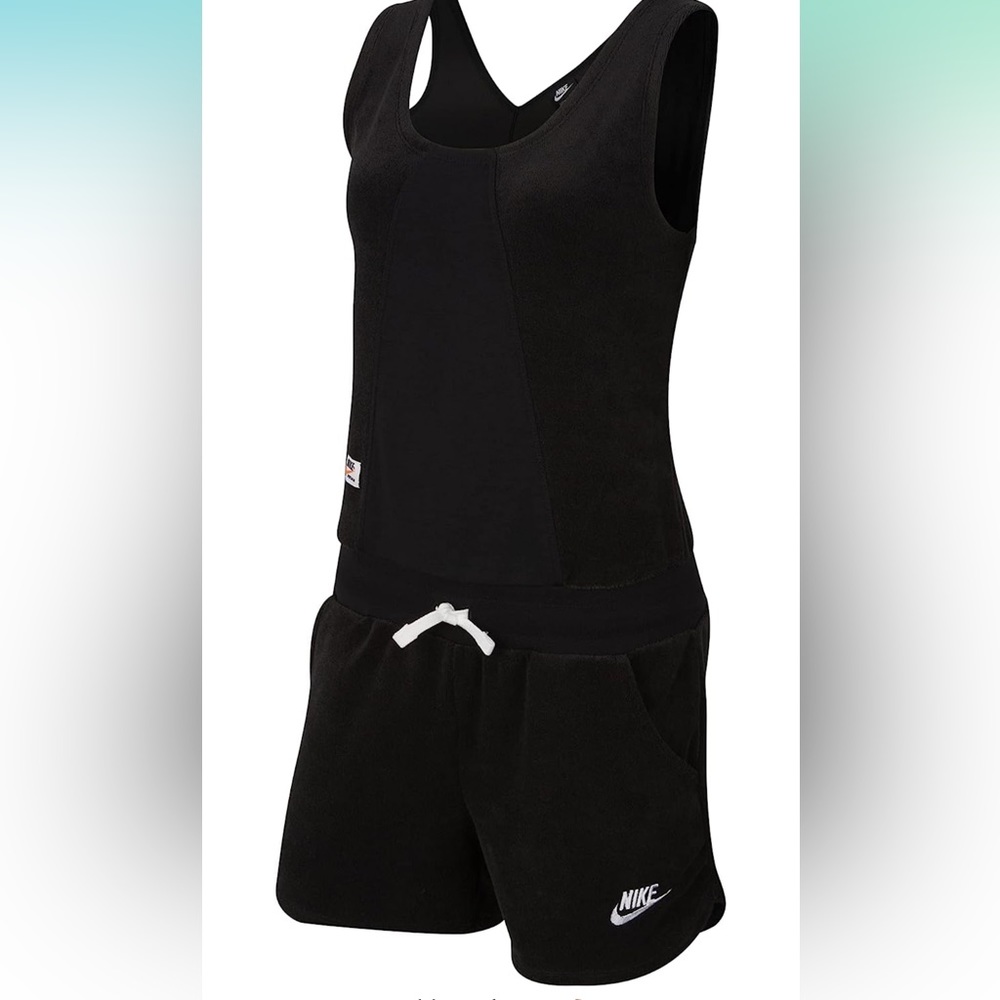Nike NSW Heritage Girls’ Grade School French Terry Black Romper Size Large EUC - Picture 2 of 13